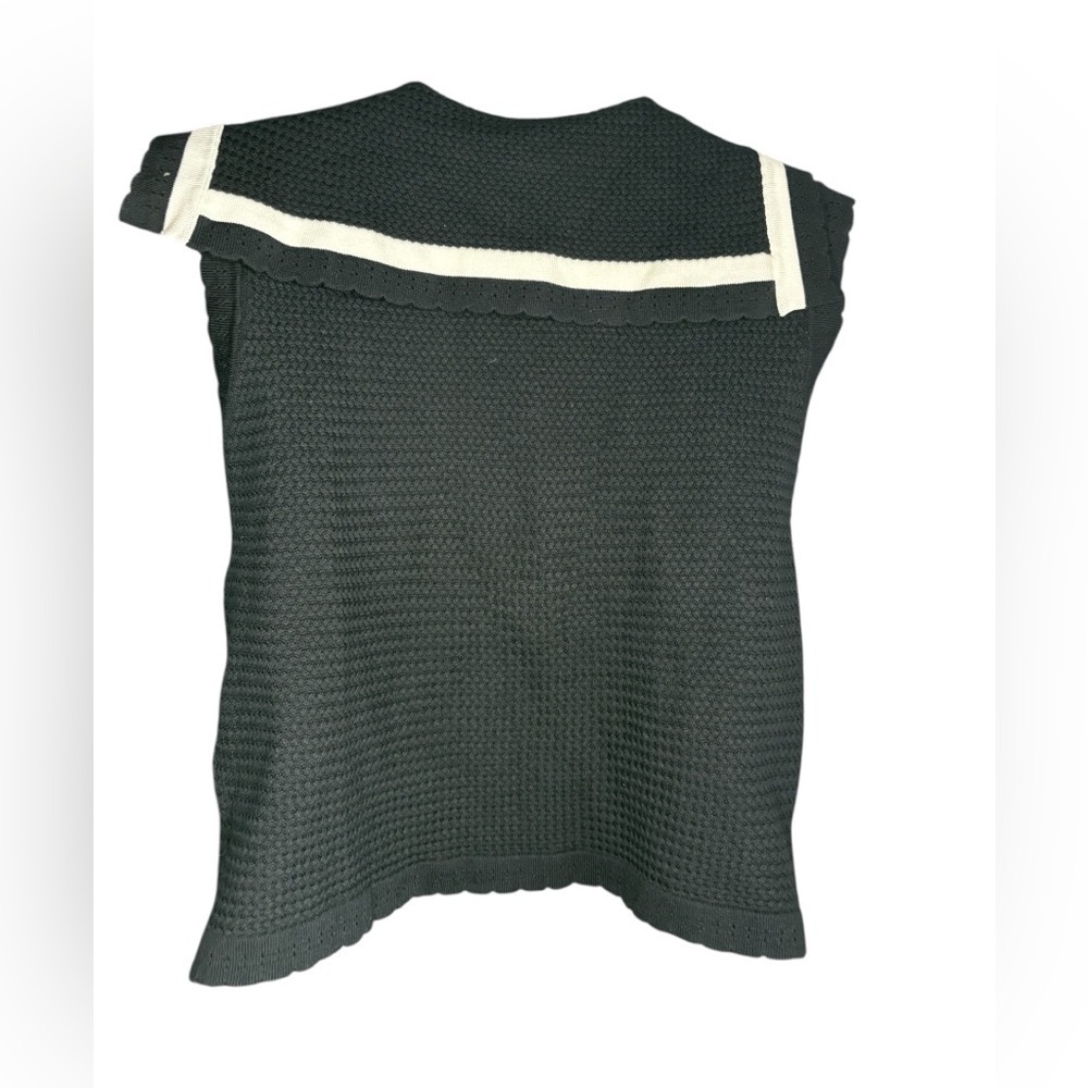 Greenwich V. Korean style black white Collar Sleeveless Knitted vest Tank Tops - Picture 5 of 10